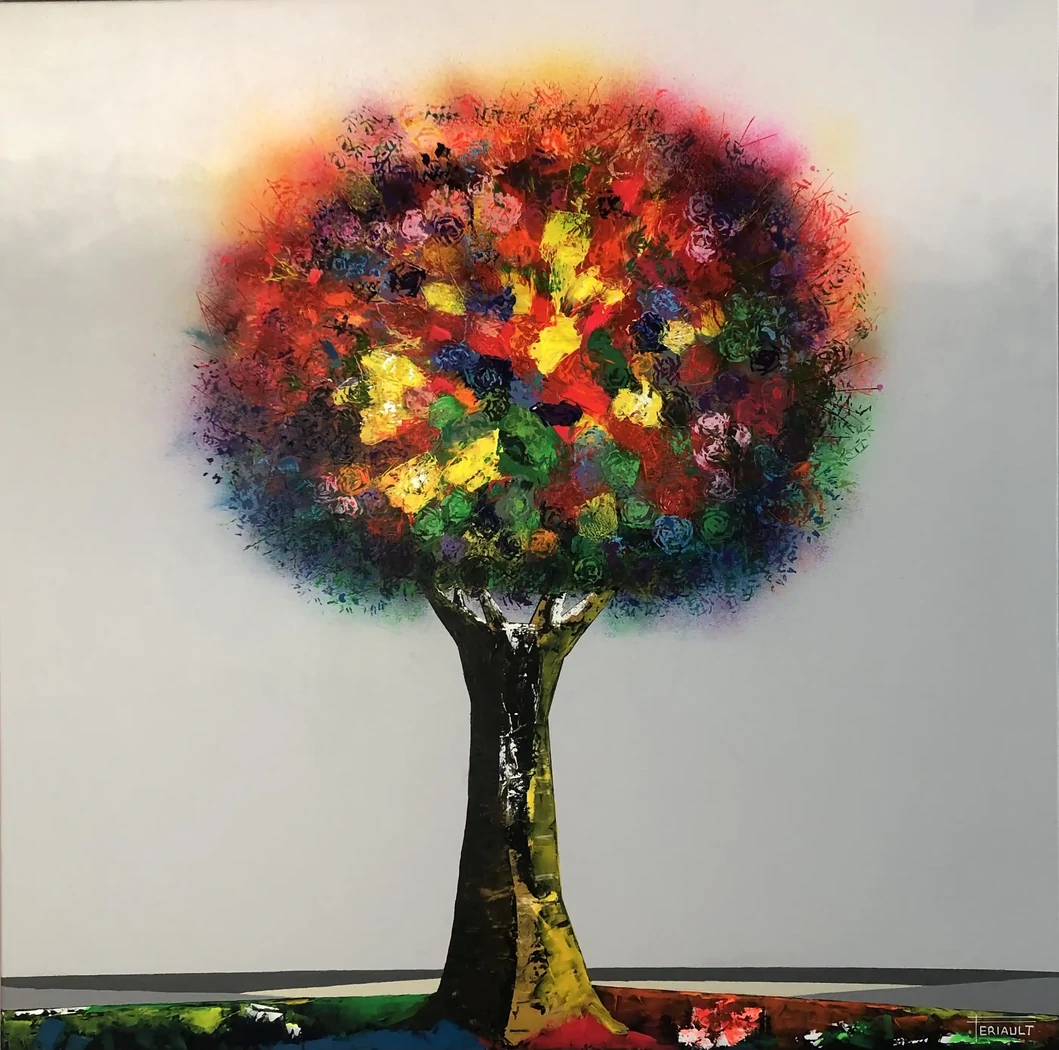 "L'ARTBRE MULTICOLORES" - 120 x 120 cm - Châssis coton - Toile 3D  - 2023 - Acrylique