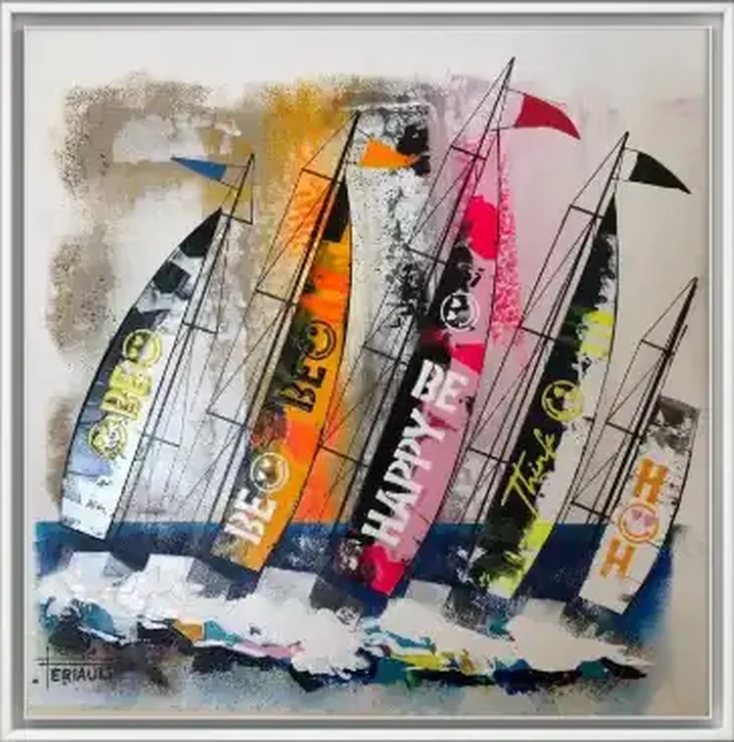 "BE HAPPY" - 40 x 40 cm - 2026 - Technique mixte acrylique