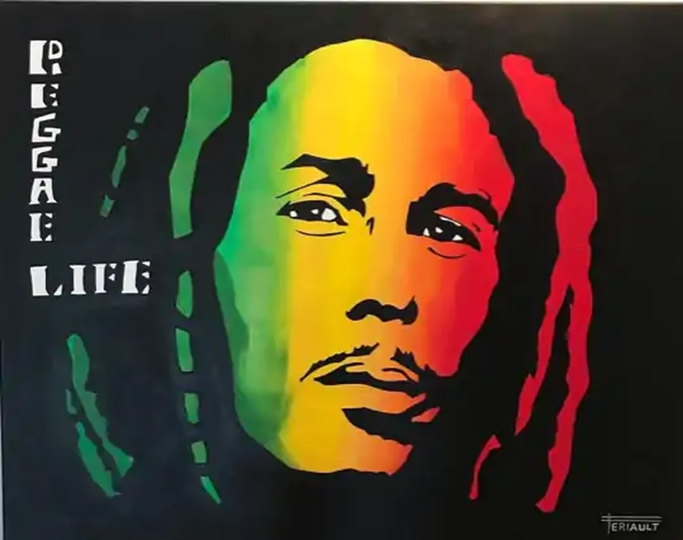 "REGGAE LIFE" 92 x 73 cm - 2021 - Technique mixte acrylique 