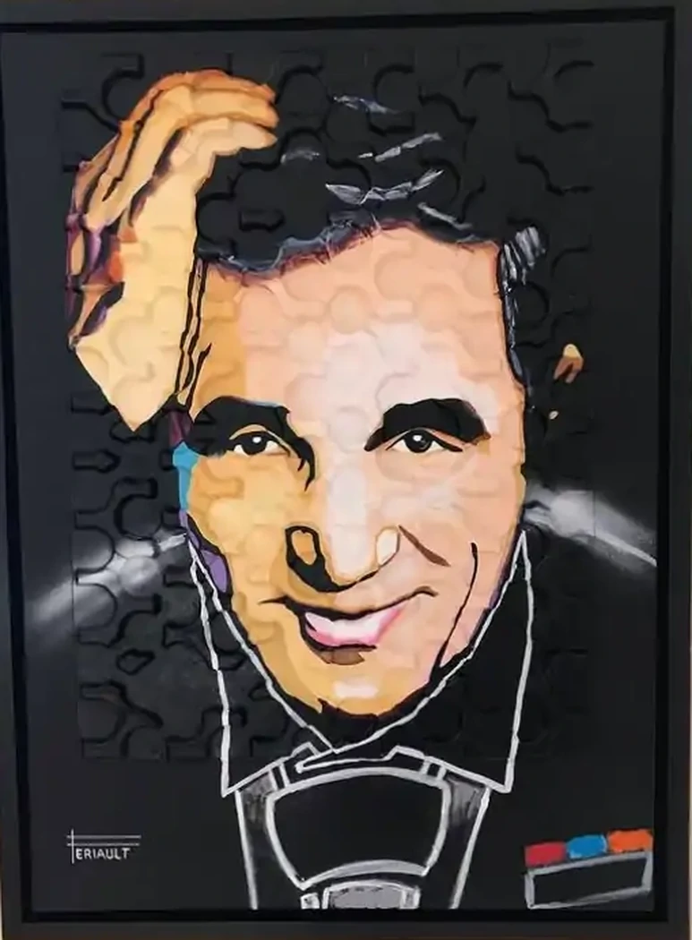"AZNAVOUR" 100 x 81 cm - 2021 - Technique mixte acrylique - caisse américaine