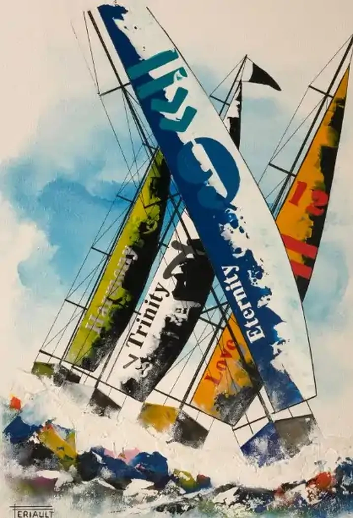 "CHRONIQUE D'UNE REGATE" - 70 x 50 cm - 2026 - Technique mixte acrylique