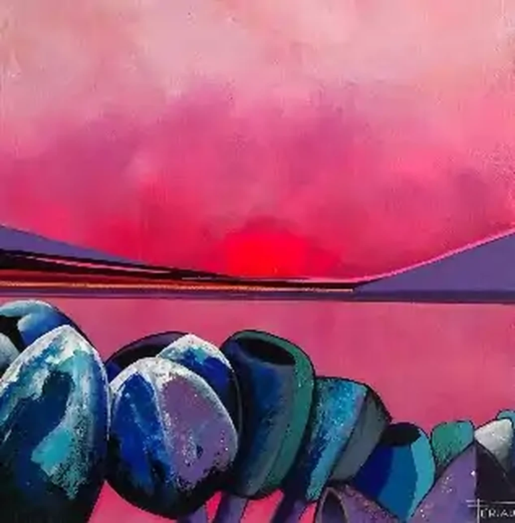 "TULIPE FOREVER N° 9" - 30 x 30 cm - Châssis 3D - 2022 - Technique mixte acrylique