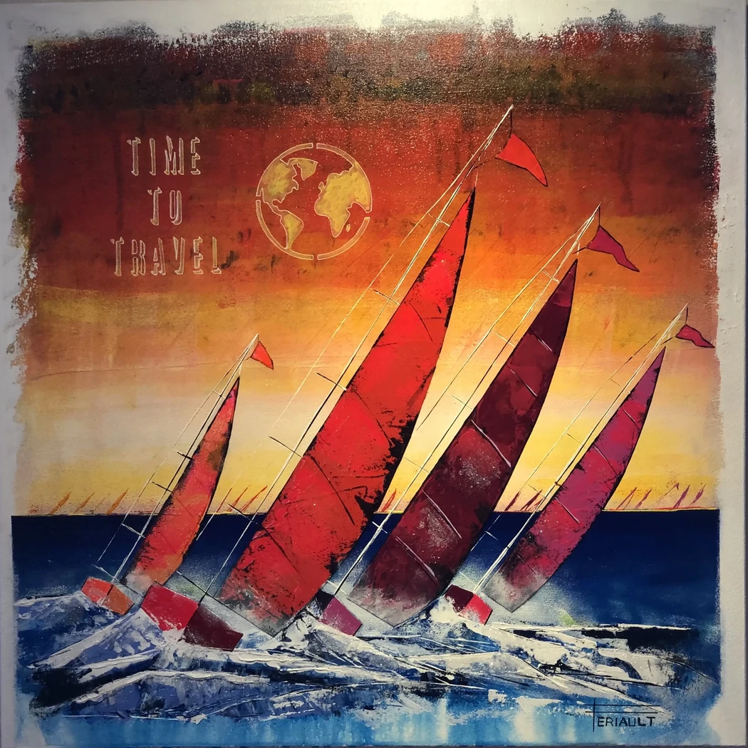 "VOYAGE VOYAGE" 60 x 60 cm - Châssis 3D - 2025 - Technique mixte acrylique