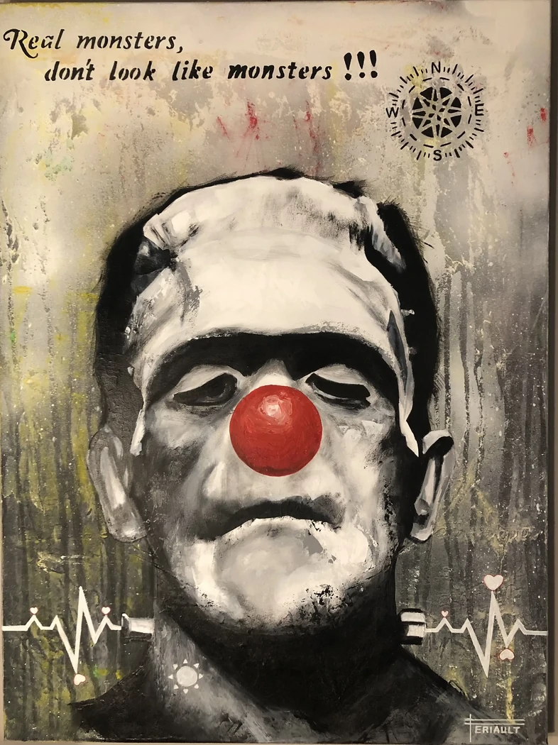 "ENGLISH FRANKENSTEIN" - 80 x 60 cm - Châssis coton  - 2023 - Technique mixte acrylique