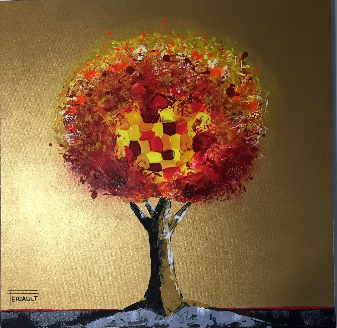 "L'ARTBRE DE FEU" - 60 x 60 cm - Châssis coton - Toile 3D - 2023 - Acrylique  