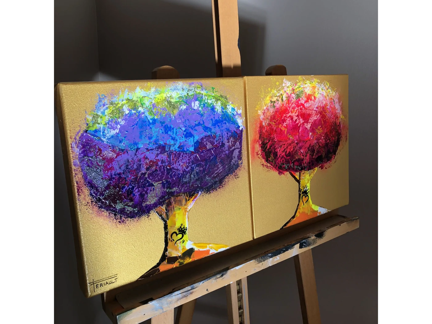 "LES ARTBRES ROYAUX" - "LE ROI ET LA REINE" - 50 x 50 cm - 2 Châssis coton - Toile 3D - 2023 - Acrylique  