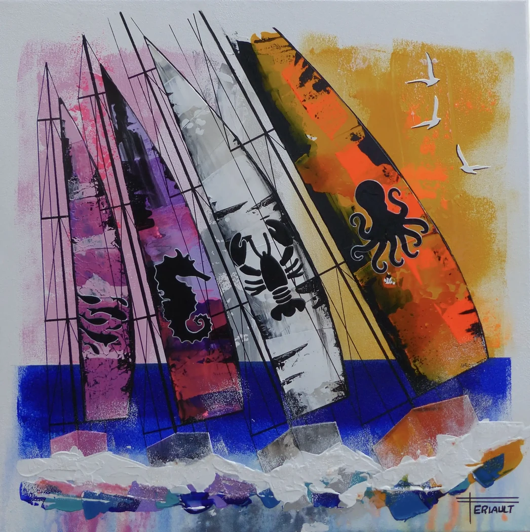 "LES MAITRES DU VENT" - 40 x 40 cm - 2026 - Technique mixte acrylique