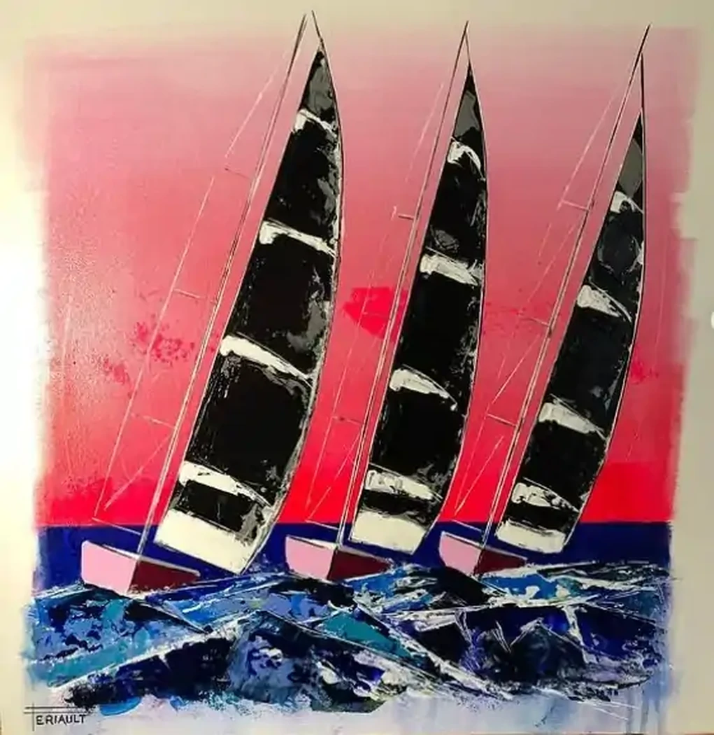 "SOUS LE SOUFFLE DES ALIZES" - 50 x 50 cm - 2025 - Technique mixte acrylique