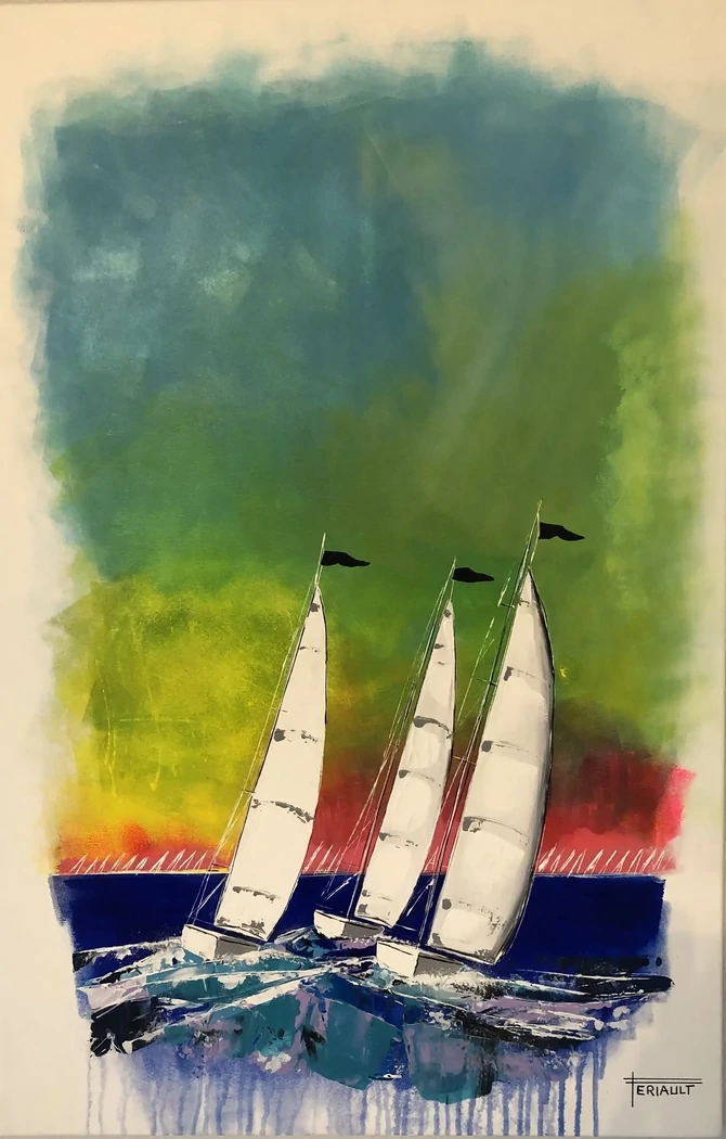 "TRIO DE TETE" 100 x 65 cm - 2024 - Technique mixte acrylique